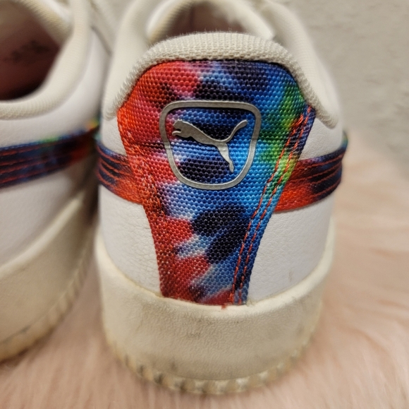 Puma - Women's White Sneakers with Rainbow Tie Dye - Picture 8 of 10